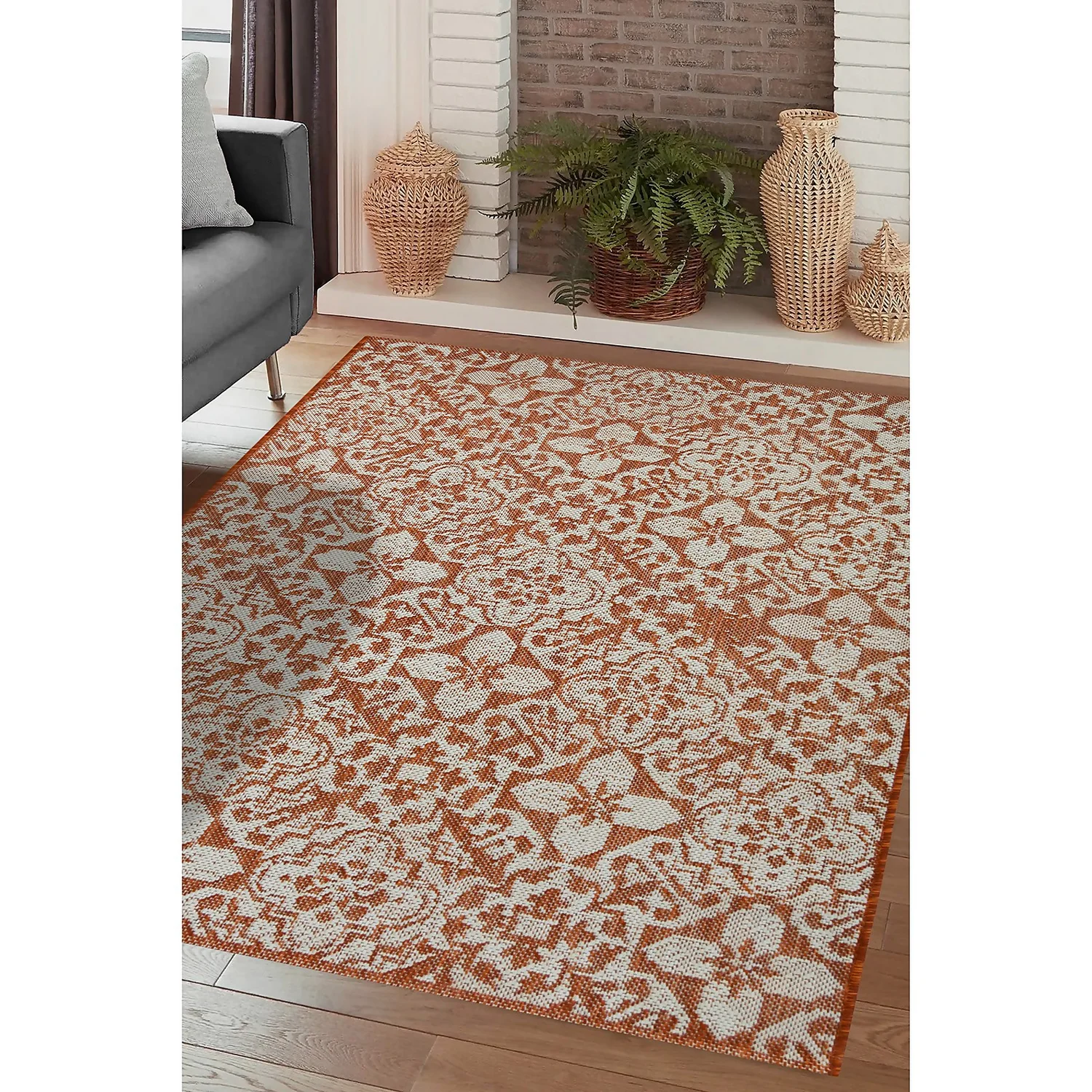 Indoor Outdoor Tile Rug - Terracotta - 100x150cm 3 Indoor Outdoor Tile Rug - Terracotta - 100x150cm - Image 3