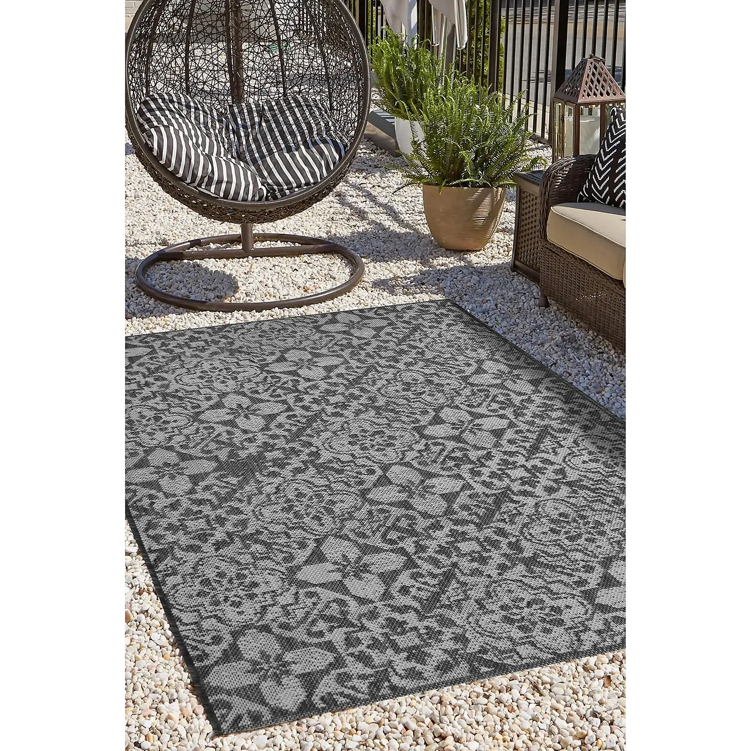 Indoor Outdoor Tile Rug - Grey - 100x150cm 2 Indoor Outdoor Tile Rug - Grey - 100x150cm - Image 2