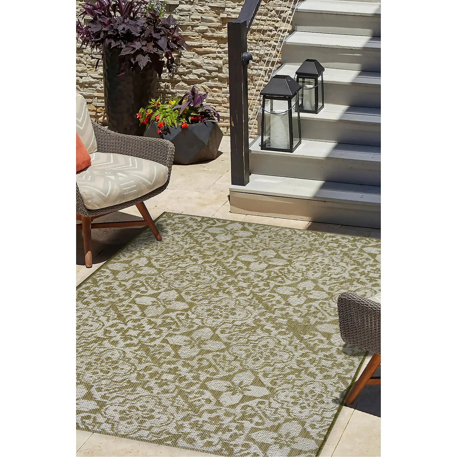 Indoor Outdoor Tile Rug - Green - 133x190cm 3 Indoor Outdoor Tile Rug - Green - 133x190cm - Image 3