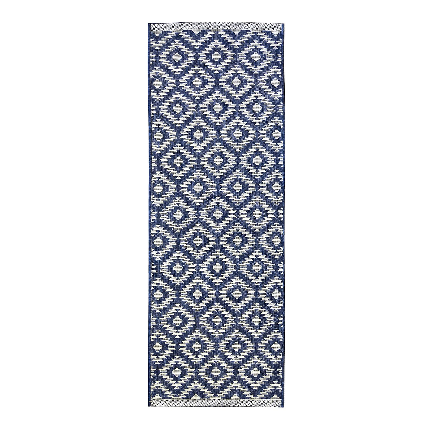 Indoor Outdoor Geo Runner - Navy - 67x200cm 1 Indoor Outdoor Geo Runner - Navy - 67x200cm