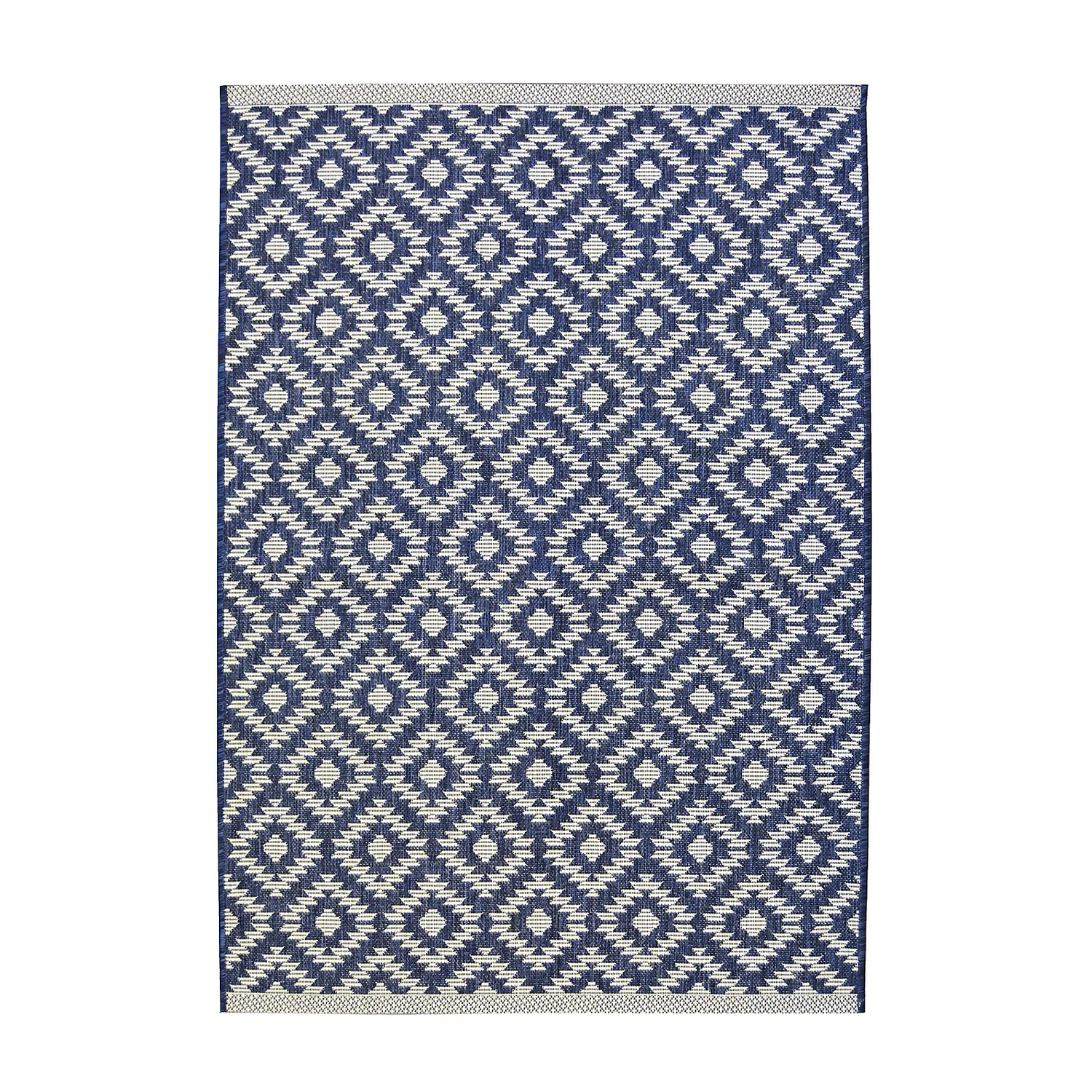 Indoor Outdoor Geo Rug - Navy - 120x170cm 1 Indoor Outdoor Geo Rug - Navy - 120x170cm