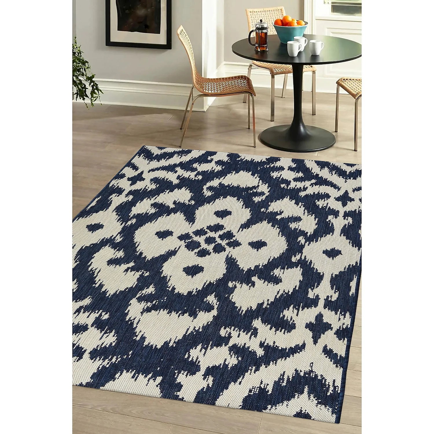Indoor Outdoor Ikat Rug - Navy - 200x290cm 3 Indoor Outdoor Ikat Rug - Navy - 200x290cm - Image 3