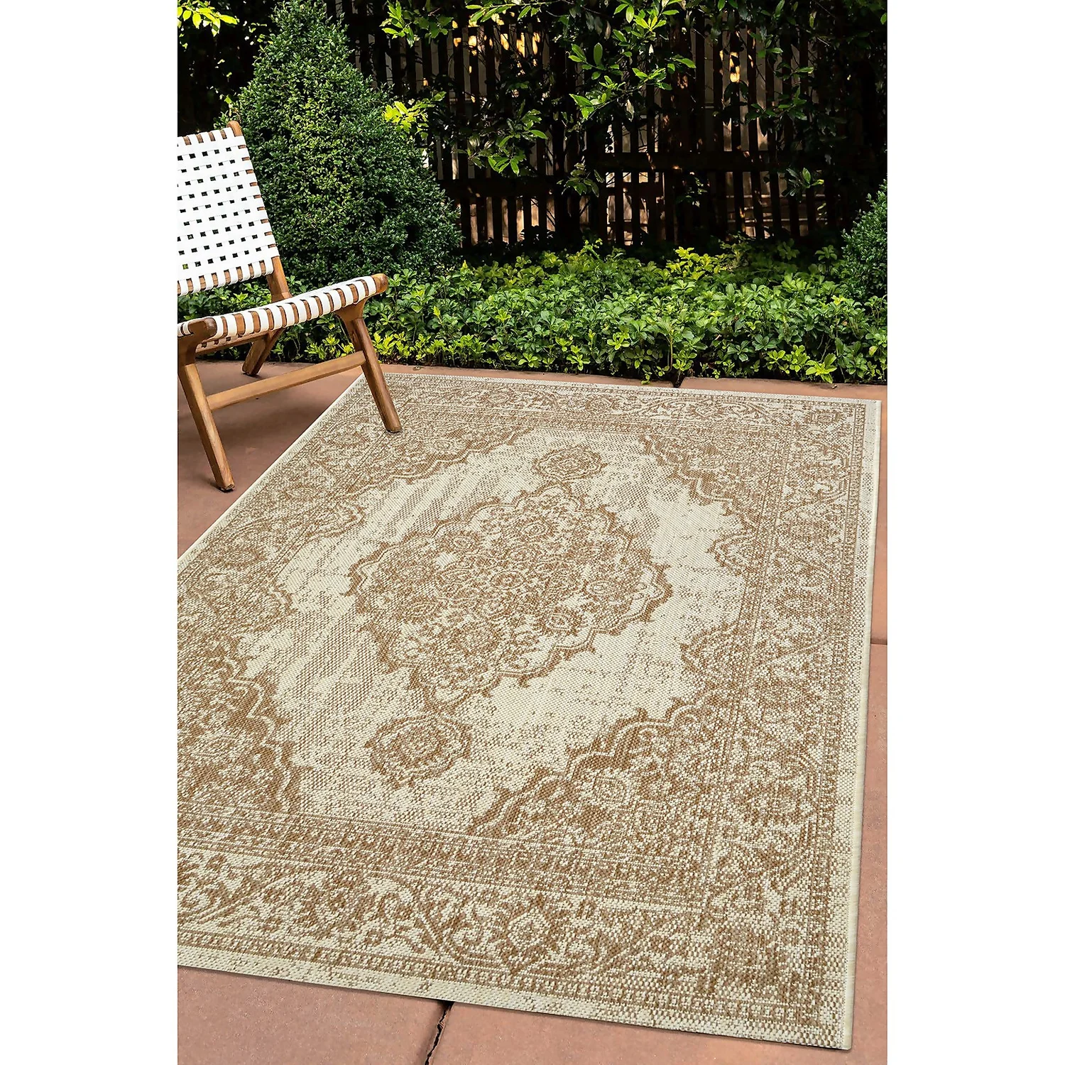 Indoor Outdoor Medallion Rug - Natural - 120x170cm 2 Indoor Outdoor Medallion Rug - Natural - 120x170cm - Image 2
