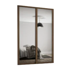 Shaker 2 Door Sliding Wardrobe Kit Mirror With Walnut Frame (W)1449 X (H)2260mm