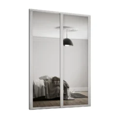 Shaker 2 Door Sliding Wardrobe Kit Mirror With Dove Grey Frame (W)1145 X (H)2260mm