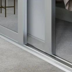 Shaker 4 Door Sliding Wardrobe Kit Dove Grey Panel / Mirror With Dove Grey Frame (W)3506 X (H)2260mm -Curver Shop 14817132 1625059987400208