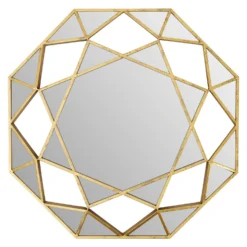Marcia Faceted Octagonal Wall Mirror - Gold - 81cm