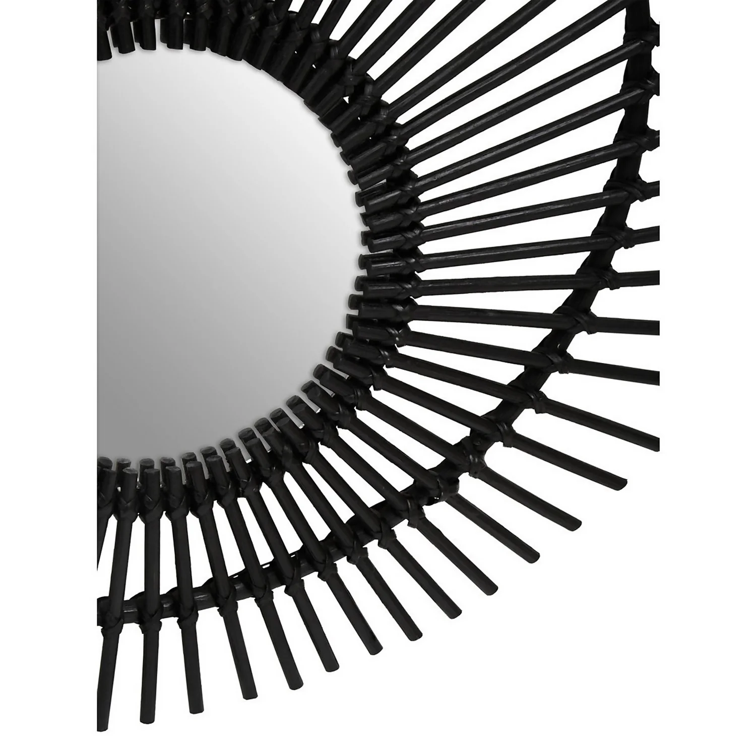 Mataram Round Rattan Wall Mirror - Black - 80cm 4 Mataram Round Rattan Wall Mirror - Black - 80cm - Image 4