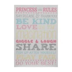 Kids Princess Rules Wall Plaque - 20x28cm
