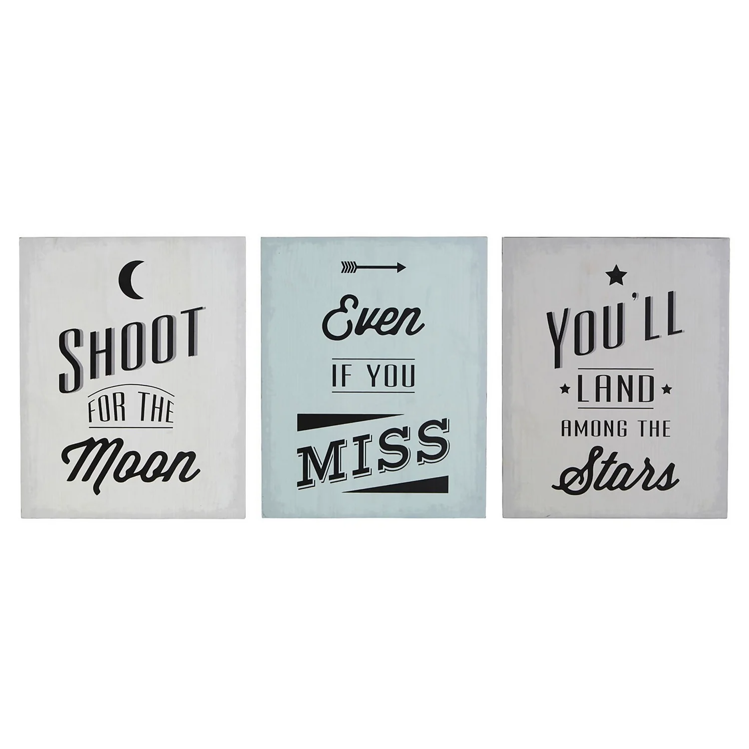 Set Of 3 Shoot For The Moon Wall Plaques - 20x25cm 1 Set Of 3 Shoot For The Moon Wall Plaques - 20x25cm