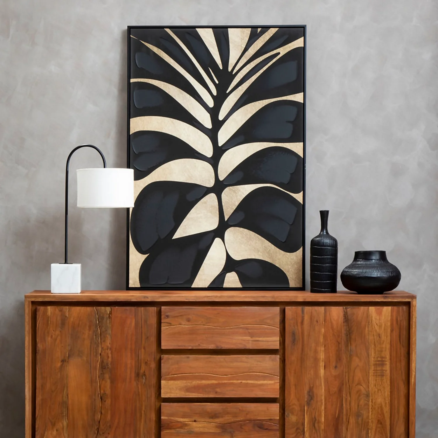 Astratto Canvas Wall Art Oil Painting - Black & Gold - 82.6x122.6cm 5 Astratto Canvas Wall Art Oil Painting - Black & Gold - 82.6x122.6cm - Image 5